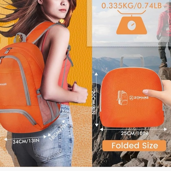 Zomake Packable Backpack 30L - Lightweight Foldable, Water Resistant - Picture 3 of 3